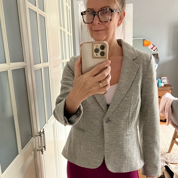 Anthropologie Elevenses Pleated Collar Wool Blend Blazer-grey Size 6/8 - Picture 2 of 9